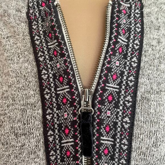 American Eagle Fleece Hoodie Gray Zip Front Aztec Trim Sz XL Fall Casual Cozy - Picture 7 of 10